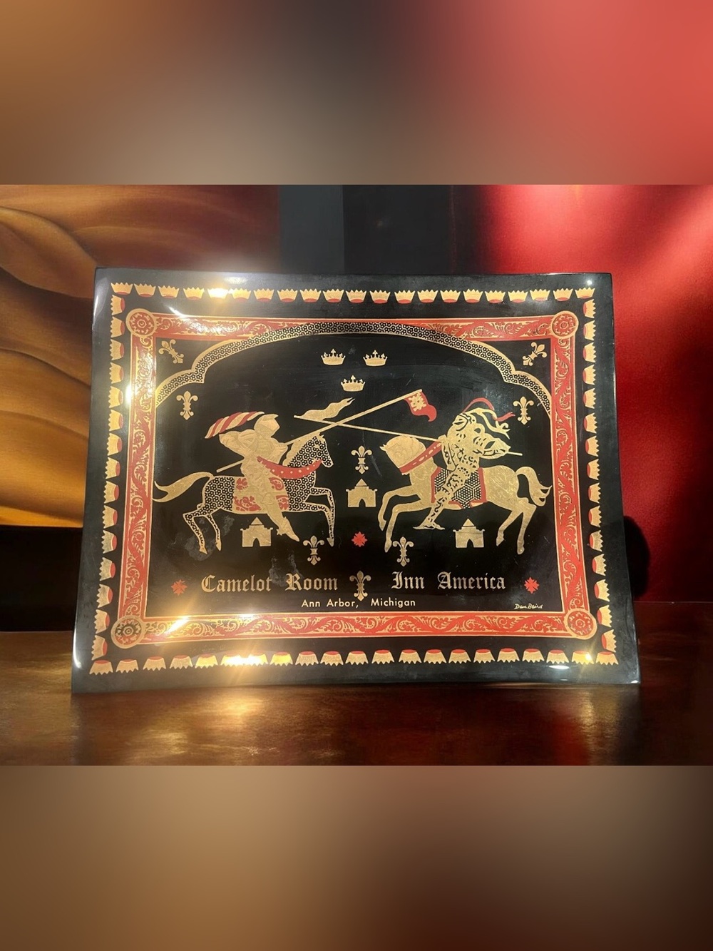 Camelot Room Inn America Decorative Black and Gold Plaque